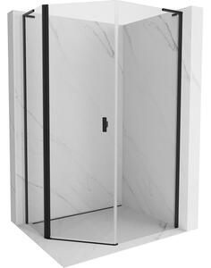 Mexen Mist L, pětiúhelníkový sprchový kout s křídlovými dveřmi, 80 x 90 cm, 8mm čiré sklo, černý profil, 8A8L-080-090-70-00