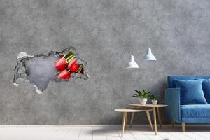 Samolepící díra na stěnu Červené tulipány nd-b-99719823
