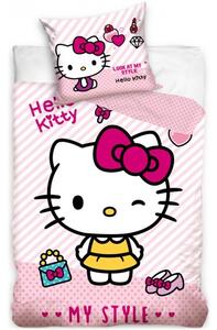 Bavlněné ložní povlečení Hello Kitty - motiv My Style - 100% bavlna - 70 x 90 cm + 140 x 200 cm