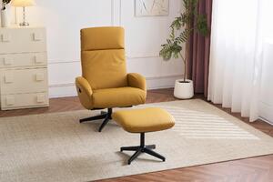 RELAXAČNÍ KŘESLO S TABURETEM, textil, kůže, žlutá Livetastic - Online Only křesla & taburety, Online Only