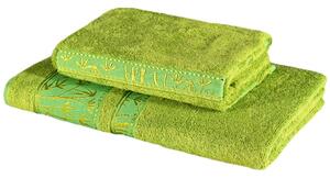 EMI Sada 2 kusů zelené bambusové osušky a ručníku 70x140,50x100