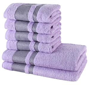 Sada 6 kusů bavlněných osušek a ručníků Ates fialová EMI