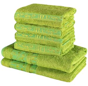 Sada 6 kusů zelených bambusových osušek a ručníků EMI