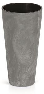 Prosperplast Vysoký květináč s vkladem TUBUS SLIM BETON EFFECT 25 cm marengo