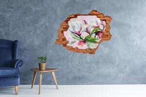 Nálepka 3D díra na zeď Květy magnolie nd-c-104301807