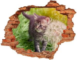 Díra 3D fototapeta nálepka Kočka s pampeliškou nd-c-107758068