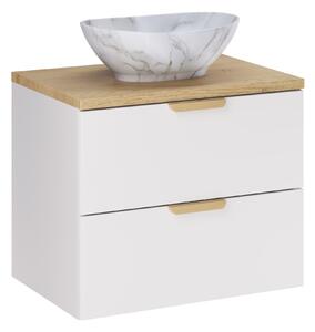 Comad Koupelnová skříňka s deskovým umyvadlem Aster White 60 bílá mat/dub cremona