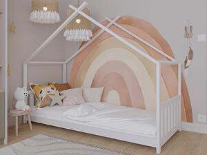 Dětská postel Domeček 90x200 s roštem, bílá D6