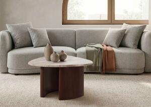 ORGANIC COLLECTION Konferenční stolek z akácie, lakovaný hnědý, béžový mramor, 65x65x41