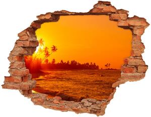 Díra 3D ve zdi na stěnu Západ slunce pláž nd-c-112375136