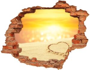 Díra 3D ve zdi na stěnu Srdce na písku nd-c-112809323