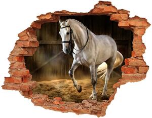 Díra 3D fototapeta na stěnu Bílý kůň ve stáji nd-c-113734003