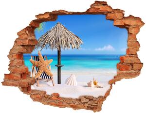 Díra 3D ve zdi na stěnu Prázdniny na pláži nd-c-113464615