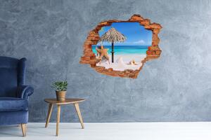 Díra 3D ve zdi na stěnu Prázdniny na pláži nd-c-113464615