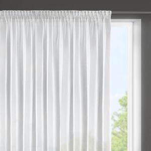 Bílá záclona na pásce ESEL vyrobena z hladké lesklé látky 350x150 cm