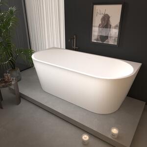 Erga Norah, volně stojící vana ke stěně 150x75 cm + odtoková zátka, bílá lesklá, ERG-Norah-150075-WH-WH
