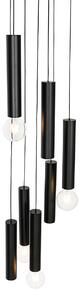 Designová závěsná lampa černá kulatá 7-světel - Tuba
