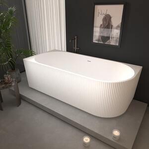 Erga Marina, rohová volně stojící vana 140x70 cm + odtoková zátka, levá, bílá lesklá, ERG-MARINA-140070L-WH-WH