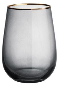 TOUCH OF GOLD Sklenice se zlatým okrajem 590 ml - tm. šedá