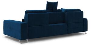 Modrá Čtyřmístná rozkládací sametová pohovka s úložným prostorem Diane levý roh WINDSOR & CO