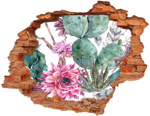 Nálepka 3D díra na zeď beton Kaktusy nd-c-116179692