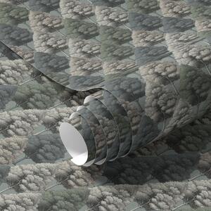 Tapety Geometrický lesní vzor se stromy v zelených barvách, Tapety příroda, a00209 : uwalls.cz