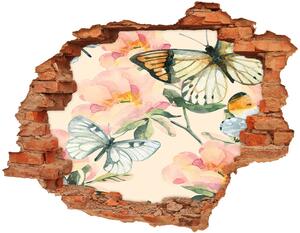 Díra 3D fototapeta nálepka Motýli a květiny nd-c-117916209