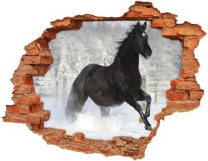 Díra 3D fototapeta nálepka Kůň ve cvalu sníh nd-c-118892522