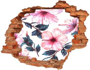 Nálepka 3D díra na zeď Květy ibišku nd-c-120179468