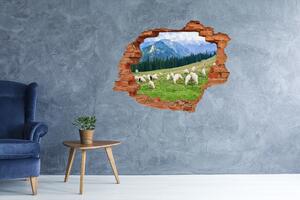 Díra 3D ve zdi nálepka Ovce v Tatrách nd-c-121151461