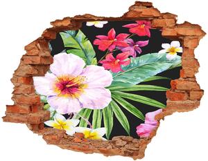 Nálepka 3D díra na zeď Hawajské květiny nd-c-124413381