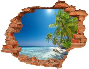 Díra 3D ve zdi na stěnu Maledivy pláž nd-c-126748913