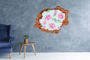Nálepka 3D díra na zeď Květy a jahody nd-c-127745276