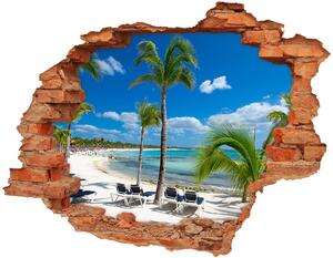 Díra 3D ve zdi nálepka Maledivy pláž nd-c-129561324