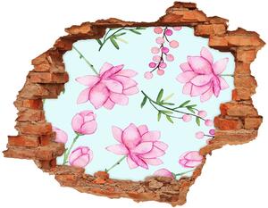 Nálepka 3D díra na zeď Květy a jahody nd-c-127745276