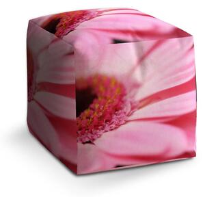 Sablio Taburet Cube Růžová gerbera - 40x40x40 cm