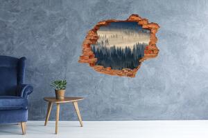 Díra 3D ve zdi nálepka Mlha nad lesem nd-c-134224571