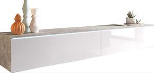 NÍZKÁ KOMODA, šedá, vysoce lesklá bílá, 180/30/33 cm P & B, Online Only