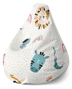 Sablio Sedací vak Pear Hroch, zebra a slunce - 70 x 95 x 15 cm