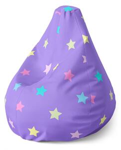 Sablio Sedací vak Pear Hvězdy na fialové - 70 x 95 x 15 cm