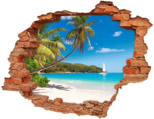 Díra 3D ve zdi nálepka Tropická pláž nd-c-148078888