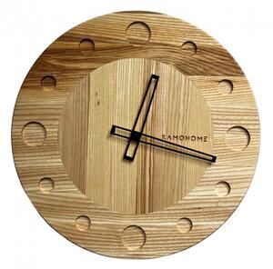 Kamohome Dřevěné nástěnné hodiny TAURUS Průměr hodin: 30 cm, Materiál: Ořech americký