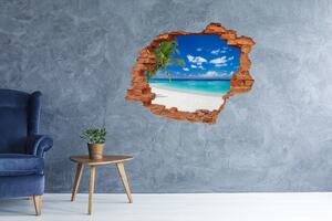 Díra 3D ve zdi nálepka Tropická pláž nd-c-151547263