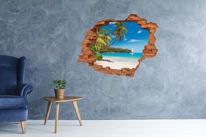 Díra 3D ve zdi nálepka Tropická pláž nd-c-148078888