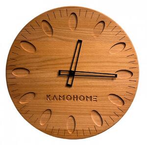 Kamohome Dřevěné nástěnné hodiny URSA Průměr hodin: 30 cm, Materiál: Buk