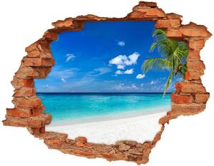 Díra 3D ve zdi nálepka Tropická pláž nd-c-158283371