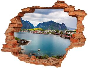 Díra 3D ve zdi nálepka Lofoty Norsko nd-c-151856257