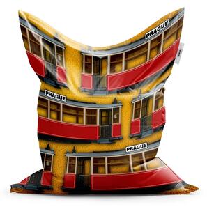 Sablio Sedací vak Pražské historické tramvaje Žlutý Pattern - 150x100 cm