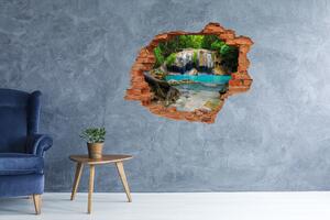 Díra 3D ve zdi nálepka Vodopád v lese nd-c-168975123