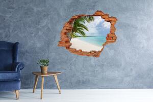 Díra 3D ve zdi nálepka Tropická pláž nd-c-176119996